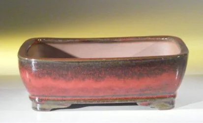 Parisian Red Ceramic Bonsai Pot - Rectangle 8.5" x 6.5" x 2.75"