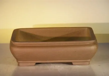 Tan Unglazed Ceramic Bonsai Pot - Rectangle 12" x 9.625" x 3.5"