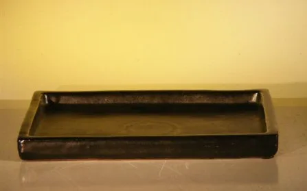 Black Ceramic Humidity/Drip Bonsai Tray (Rectangle) 7.75" x 5.25" x .75" OD 6.75" x 4.25" x .5" ID