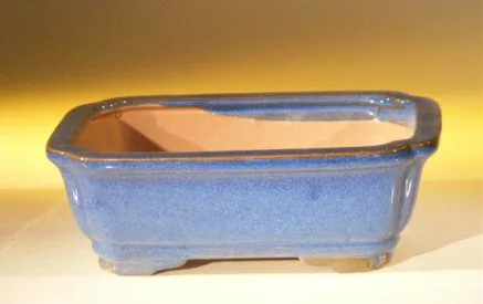 Blue Ceramic Bonsai Pot - Rectangle 7.0" x 5.5" x 2.4"