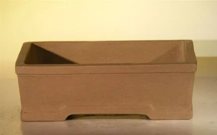 Tan Unglazed Ceramic Bonsai Pot - Rectangle 6.5" x 4.5" x 2.125"