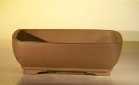Tan Unglazed Ceramic Bonsai Pot - Rectangle 8" x 6.75" x 3"