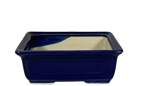 Blue Porcelain Bonsai Pot - Rectangle 6.5" x 5" x 2.25"