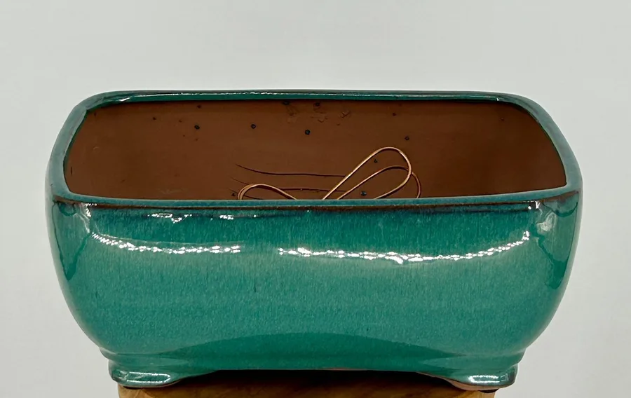 Seafoam Green Ceramic Bonsai Pot - Rectangle Professional Series 10" x 8" x 4"
