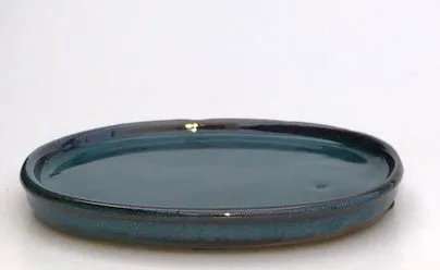 Blue Ceramic Humidity / Drip Tray - Oval 6.5" x 5.0" x .5"OD 6.0" x 4.0" x .25"ID