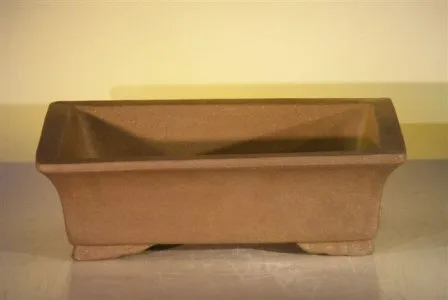 Tan Unglazed Ceramic Bonsai Pot - Rectangle 12" x 9.625" x 3.5"