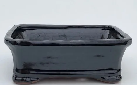 Black Ceramic Bonsai Pot - Rectangle 8" x 6.5" x 3"