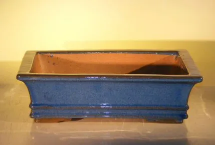 Blue Ceramic Bonsai Pot - Rectangle 14.0" x 11.5" x 4.0"