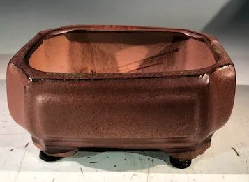 Aztec Orange Ceramic Bonsai Pot - Rectangle Professional Series 6" x 4" x 2"