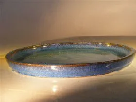 Blue Ceramic Humidity/Drip Bonsai Tray - Round 10.0" x 1.0" OD / 9.25" X .5" ID