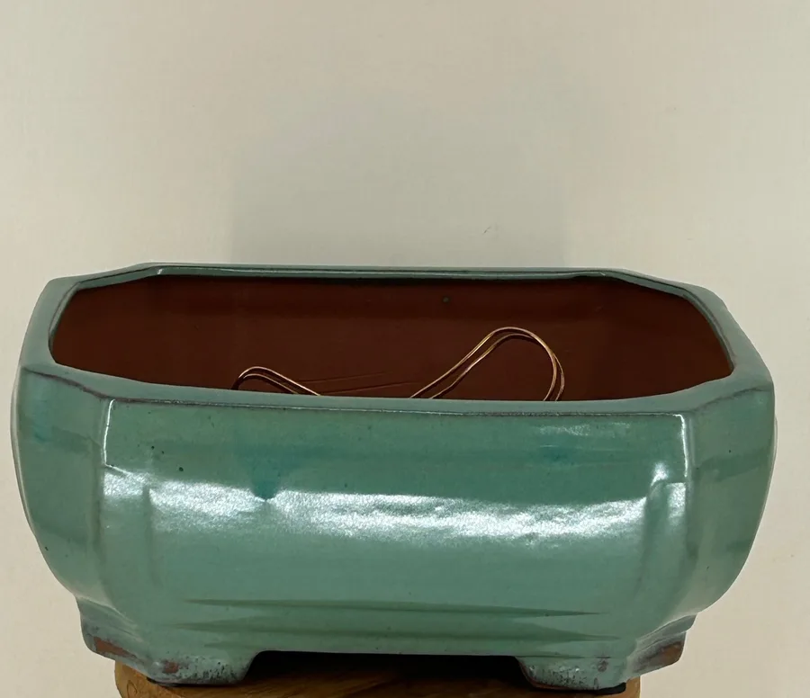 Light Green Ceramic Bonsai Pot - Rectangle Professional Series 10.75" x 8.25" x 4.5"