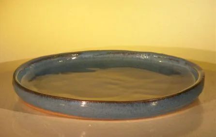 Ceramic Humidity/Drip Bonsai Tray - Blue Round 11.25" x 1.0"