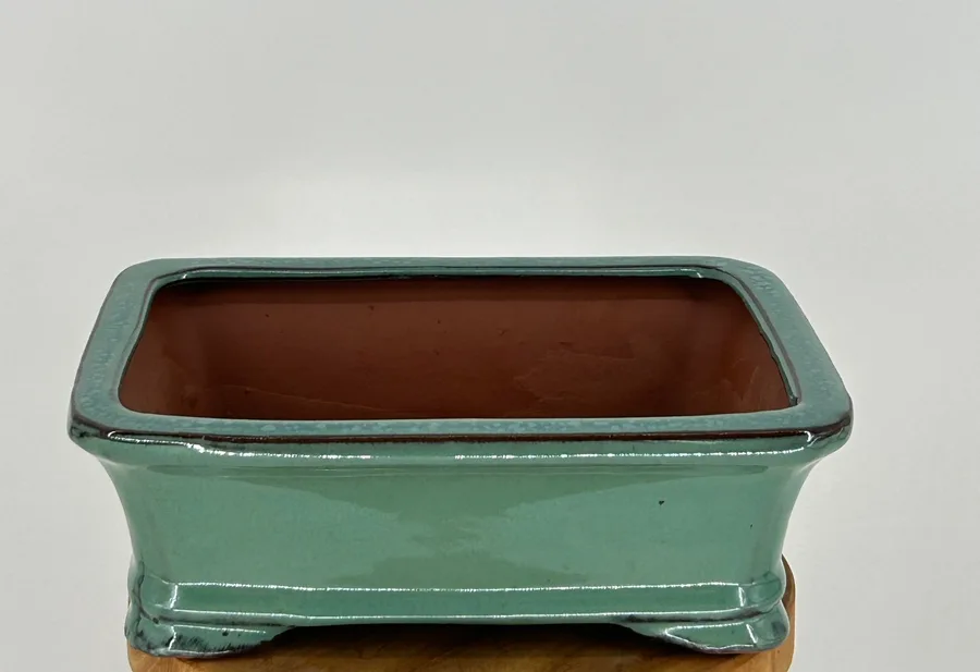 Light Green Ceramic Bonsai Pot - Rectangle 7.0" x 5.5" x 2.375"