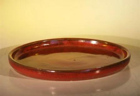Parisian Red Ceramic Humidity/Drip Bonsai Tray - Round 8" x 1" OD / 7.5" x 1.0" ID