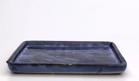 Marble Blue Ceramic Humidity / Drip Tray - Rectangle 8.25" x 6.75" x .75"OD 7.5" x 6.25" x .25"ID