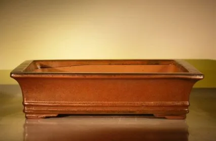 Aztec Orange Ceramic Bonsai Pot - Rectangle 18" x 14" x 4.5" OD