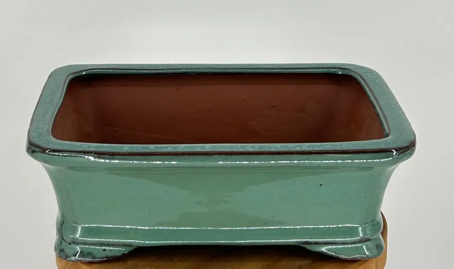 Light Green Ceramic Bonsai Pot - Rectangle 8" x 6.375" x 3"