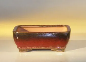 Parisian Red Ceramic Bonsai Pot - Rectangle 6.125" x 5.0" x 2.125"